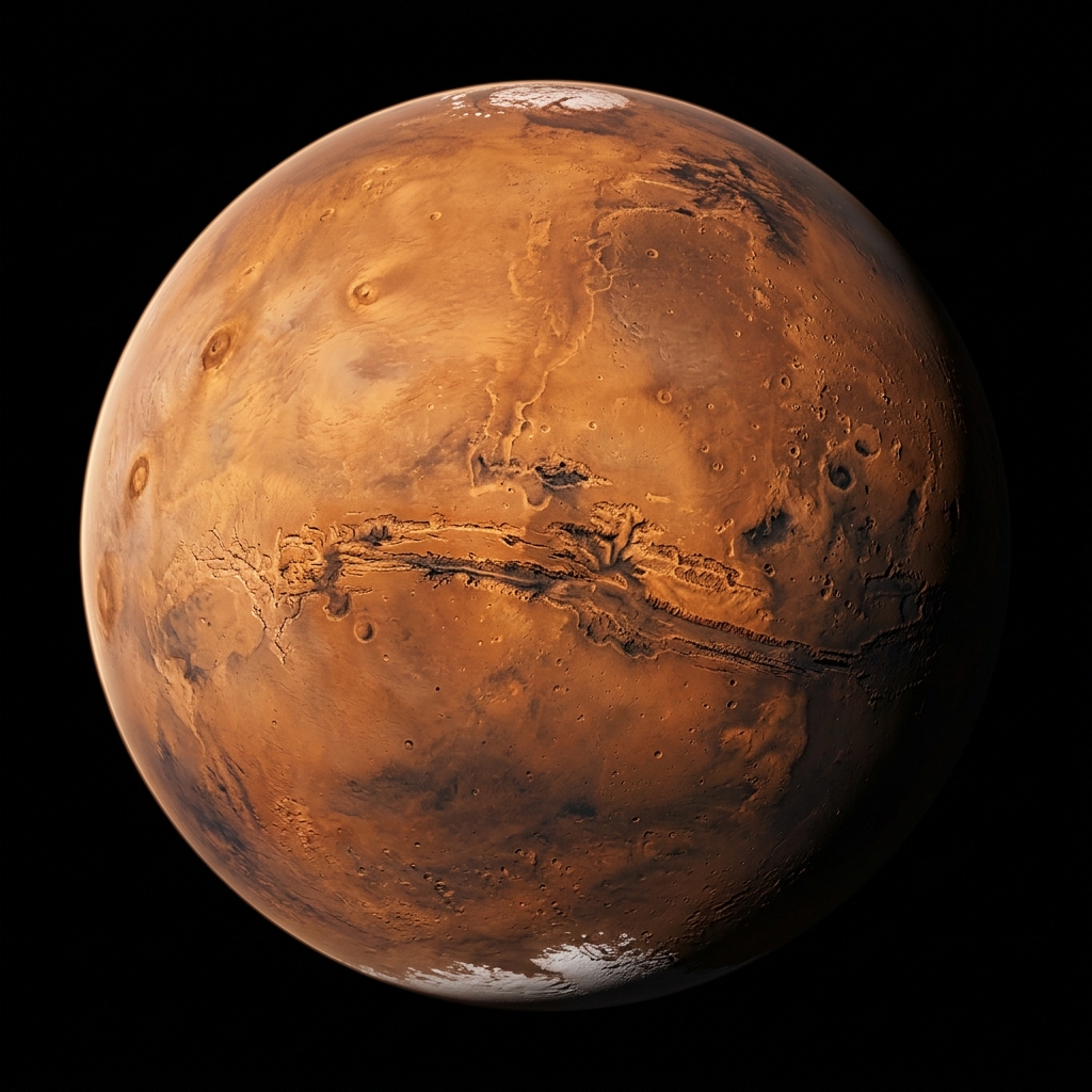 Martian orbit with Phobos and Deimos satellites